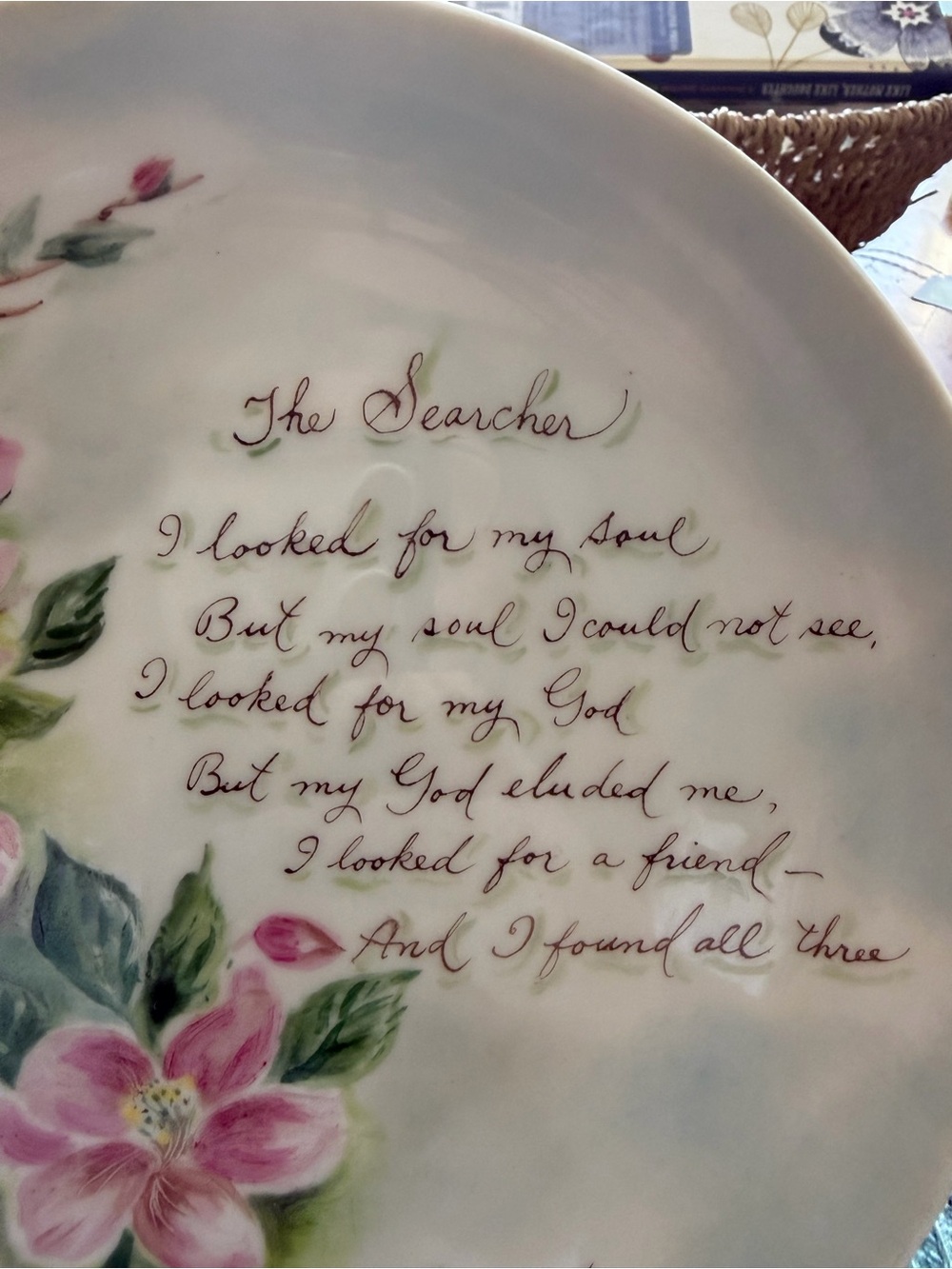 Vintage Floral Decorative Serving Plate with Inspirational Script - Pink - Picture 2 of 5